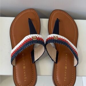 Tommy Hilfiger Navy and Red Braided Sandals size 6.5